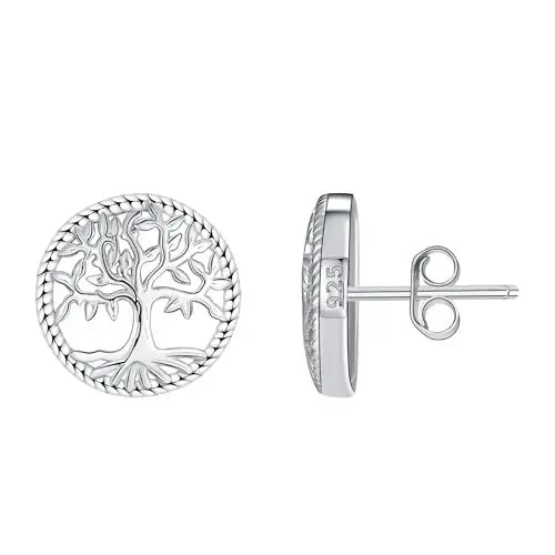 Produktbild: Micory Lebensbaum Ohrringe für Damen 925 Sterling Silber Ohrstecker mit Geschenkbox Schmuck Geschenk für Mädchen Frau Mutter Tochter