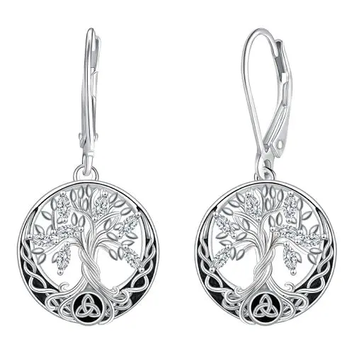 Produktbild: Micory Ohrringe Lebensbaum Damen Hängend 925 Sterling Silber Ohrstecke für Schmuck Geschenke Damen Mama Freundin