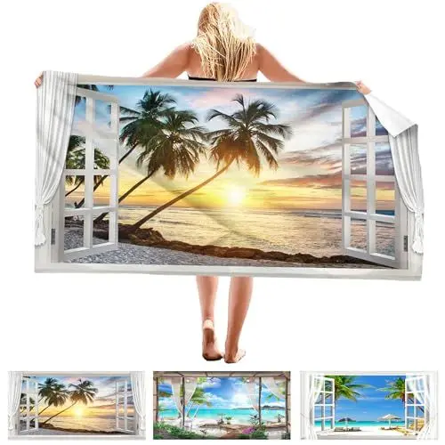 Produktbild: Microfaser Handtücher, 160 x 80 cm Badetuch Strandhandtuch Groß, Leichtes und Dünnes Tragbares Saunatuch, Schnell Trocknendes Fitnesshandtuch, Schwimmhandtücher für Strand, Reise, Sauna, Yoga, Sport