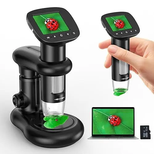 Produktbild: Microscope IMICHI Mikroskop für Kinder mit LCD Bildschirm 1000X große Vergrößerung klares Bild, einzigartiges Insektenfach Kinder, Digitalmikroskop tragbar