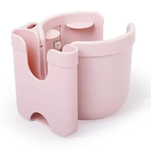 Produktbild: MC MICUS - Universal-Getränkehalter für Kinderwagen und Buggys mit Handyhalter – Flaschenhalter für Fahrrad & Rollstuhl | Auslaufsicheres, einfach zu installierendes Zubehör (Rosa 2-1)