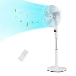 Produktbild: Midea FS40-16CR DC Motor Standventilator leise Extreme,mit Fernbedienung,12 Geschwindigkeiten,12H Timer,4 Modi,LED-Anzeige,energiesparend,27 dB,höhenverstellbar,Luftzirkulation, Weiß