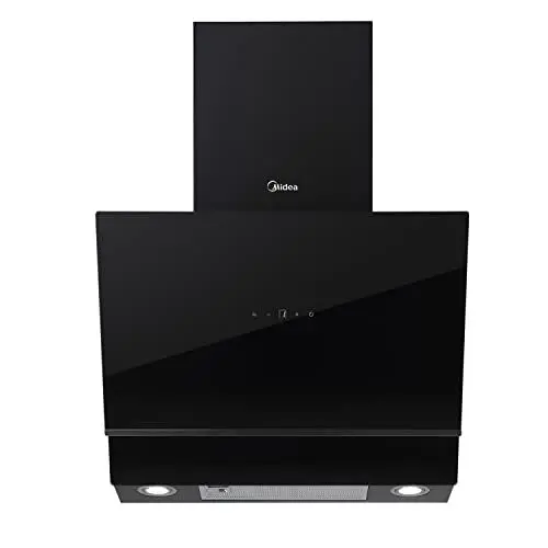 Produktbild: Midea HK 7.62 BL Dunstabzugshaube 60cm 650m³/h Daus gehärtetem Glas & schwarz lackiertem Stahl mit Gestensteuerung, Digitalanzeige, LED und Umluft & Kanalsystem Wand-Dunstabzugshaube - Schwarz