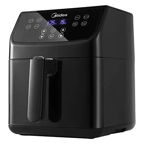 Produktbild: Midea MF-CN55A2 Heißluftfritteuse 5,5 L XXL Friteuse airfryer,Digitalem Display, 8 verschiedene Programmen, freie Temperaturwahl von 30 bis 200℃, 1700W, Schwarz