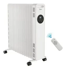 Produktbild: Midea Ölradiator 2500W, Heizlüfter Energiesparend Leise, Elektroheizung mit Fernbedienung,Thermostat, 13 Rippen,3 Heizstufen,5-35° C, 24h Timer, LED Display,Kipp- und Überhitzungsschutz, ECO-Modus