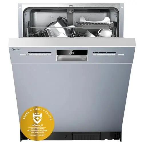 Produktbild: Midea SU 5.35X14CS Geschirrspüler Unterbau, 14 MGD, Spülmaschine 60 cm, Home Connect, Hygienepflege+, Maschinenpflege+, Extra Trocknung, Halbe Beladung, 44 db, Startverzögerung, Edelstahl