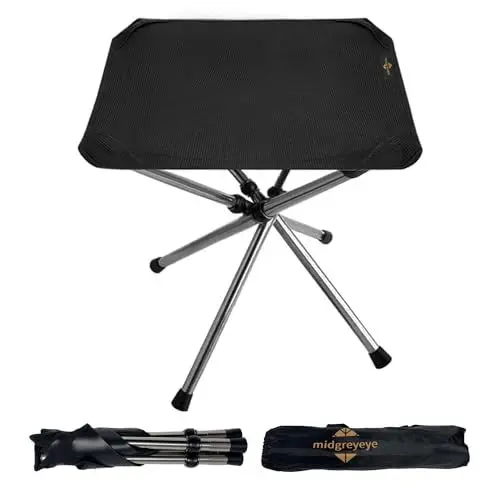 Produktbild: midgreyeye 36cm Hoch Camping Hocker Faltbar Klein Tragbarer Klapphocker Outdoor Klapphocker Mini Klapphocker Grau Schwarz