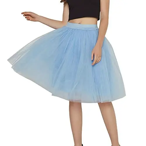 Produktbild: CHENSIYU Schwarzer Tüllrock Damen Cosplay Ballettrock Tutu Elastisch Tüllkleid Hohe Taille Tullrock Mesh Dress Up Party Karneval Kostüm Retro Petticoat Unterrock Weiß Tüll Mini 50er Tanzröcke