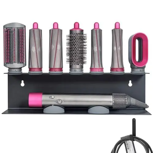 Produktbild: MidingChai Halterung für Dyson Airwrap, Lockenstab Zubehör Wandhalterung mit Schrauben und Kleber, Föhnhalter Wand Ohne Bohren, Silikon-Pad, für Zuhause Schlafzimmer Badezimmer Friseursalon