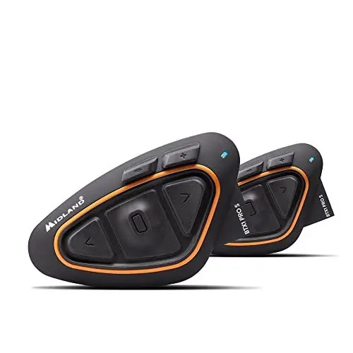 Produktbild: Midland BTX1 Pro S Twin C1411.05, Duo Bluetooth-Kommunikationssystem für Motorradfahrer, IPX6 wasserdicht, Geräuschunterdrückung, Bike-to-Bike, 23h Akku, 800 m Reichweite, UKW-Radio über App