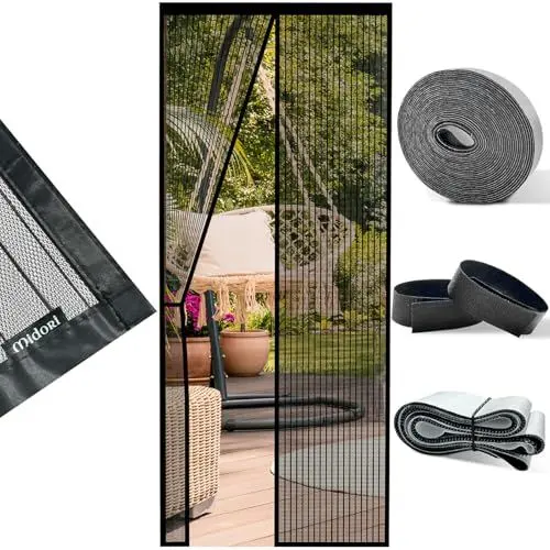 Produktbild: Midori Fliegengitter Tür Insektenschutz | 100x200 cm Magnet-Vorhang für Balkontür Terrassentür | Langlebiges Moskitonetz mit 4 cm breitem Klettband