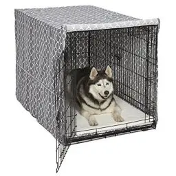 Produktbild: MidWest Homes for Pets CVR48T-GY Hundebox-Abdeckung, Stoff mit Teflonschutz, Sichtschutz für 122 cm lange Hundeboxen von MidWest und New World, maschinenwaschbar und trocknergeeignet