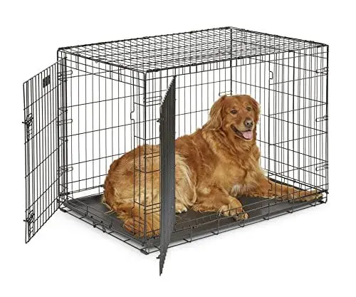 Produktbild: MidWest Homes for Pets iCrate Modell 1542DDU Hundebox, ca. 107 cm lang, mit Doppeltür, auslaufsicherer Bodenwanne, Bodenschutzfüßen, Trenneinsatz und patentierten Funktionen, schwarz