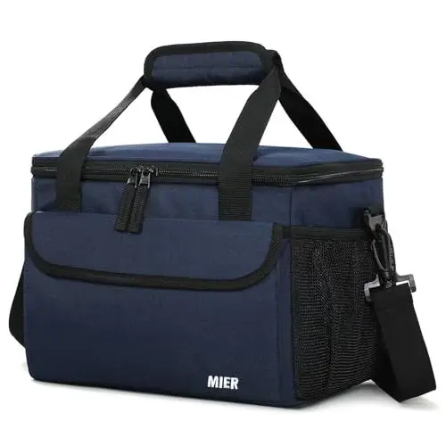 Produktbild: MIER Kühltasche für Herren Lunchtasche Weiche Lunchbox mit Schulterriemen für Erwachsene Arbeit Auto Strand Picknick Reisen, Blau-15L