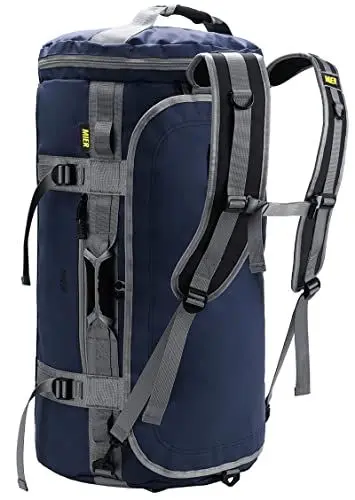 Produktbild: MIER Reisetasche große Sporttasche wasserdicht Sportrucksack mit Schuhfach umwandelbar in Rucksack, Blau, 90L