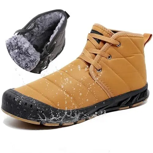 Produktbild: MIFAWA Winterschuhe Herren Schneestiefel Winterstiefel Warm Gefüttert Kurzschaft Stiefel Wasserdicht Leicht Winter Outdoor Barfußschuhe Bequem Rutschfeste Schnürsenkel Schneeschuhe (Brown 43EU)