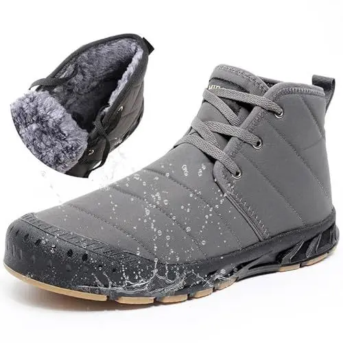 Produktbild: MIFAWA Winterschuhe Herren Schneestiefel Winterstiefel Warm Gefüttert Kurzschaft Stiefel Wasserdicht Leicht Winter Outdoor Barfußschuhe Bequem Rutschfeste Schnürsenkel Schneeschuhe (Grau 46EU)