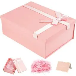 Produktbild: Mifferer Geschenkbox mit DeckelBox Groß, Geschenkkarton 29x22x3cm, Geschenke Box für Hochzeiten, Weihnachten, Geburtstage, Jubiläen Geschenkverpackung Box, Rosa