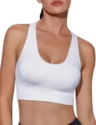 Produktbild: Migcaput Sport BH Damen Starker Halt Shock Absorber Sport BH Gepolstert Gekreuzt Rücken Große Bustier Mädchen Sport BH Push Up Lauf Fitness Yoga Bra Sport BH Weiß XL