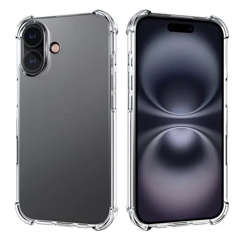 Produktbild: Migeec Hülle für iPhone 16, Durchsichtig Handyhülle Transparent mit 4-Ecken Stoßdämpfung, Nicht Vergilbende Stoßfest Stoßfänger Clear Case Schutzhülle​