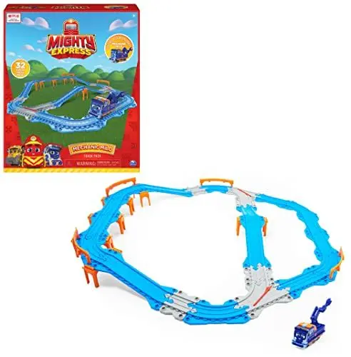 Produktbild: Mighty Express Schienen Set mit Push-and-Go Zug Mechaniker Milo - 32-teiliges Schienenset mit Zug in Sonderausführung zur beliebten TV-Serie, ab 3 Jahren