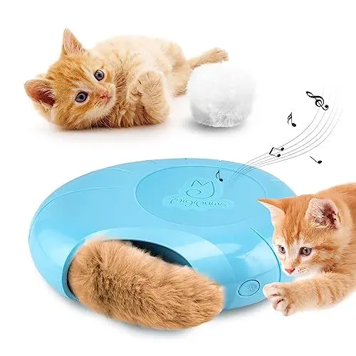 Produktbild: Migipaws Katzenspielzeug, elektrisch,interaktiv,Plüschball und -Schwanz mit Katzenminze,quietschendes Versteckspiel in einem Mäuseloch, intelligenter Kätzchen-Teaser, Unregelmäßige Bewegung