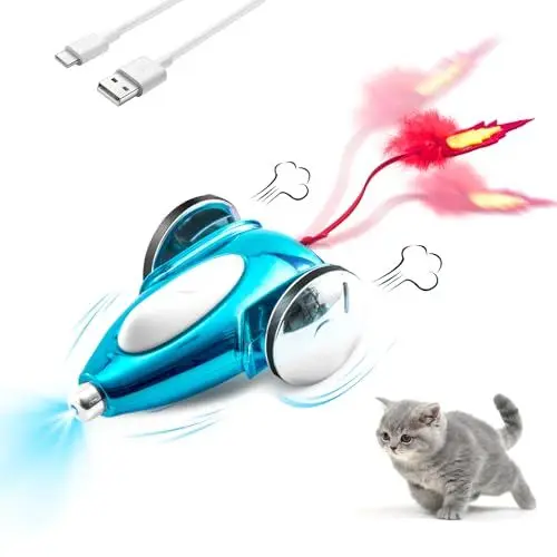 Produktbild: Migipaws elektrisches Katzenspielzeug, Intelligentes Spielzeugmäuse, Interaktives Spielzeug für Katzen, automatisch bewegliches Kätzchenspielzeug mit LED, Wiederaufladbar (blau)