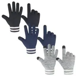 Produktbild: Migliore Wear 3 Paar Kinder Magic Handschuhe mit 2 Touchscreen Finger, Winter Kinder Handschuhe, Warme Strickhandschuhe, Vollfinger Stretch Zauberhandschuhe für Jungen Mädchen