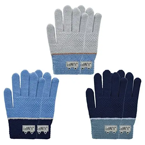 Produktbild: Migliore Wear 3 Paar Winter Kinder Handschuhe, Vollfinger Handschuhe für Jungen Mädchen, Warme Strickhandschuhe Kinder Stretch Handschuhe für 4-6 Jahre