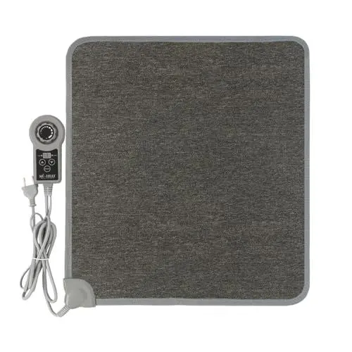 Produktbild: Mi-Heat Warm Feet Infrarot Heizteppich Heizmatte 50x55cm grau/anthrazit - ca. 40°C - mit Controller, Timer-Funktion, Fußboden, 230V, Schlingenwaren Teppich Oberfläche