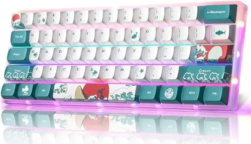 Produktbild: MIHIYIRY Mechanische Gaming-Tastatur 60 % mit roten Schaltern 61 Tasten mechanische Tastatur RGB Backlit, Compact Mini USB Wired Tastatur für WIN/Mac/PC