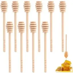 Produktbild: MIHUTU 10 Stück Rührstäbchen aus Holz Honig, Mini Honiglöffel, Honigheber Honigspirale Dosierer von Honig & Sirup tropf - und kleckerfrei Praktische Helfer für Honig Liebhaber (16cm)