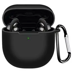 Produktbild: Miimall Schutzhülle Kompatibel mit Bose QuietComfort Earbuds II Hülle mit Karabiner, (Vordere LED Sichtbar) Leicht Silikon Stoßfest Schutz Case für Bose QuietComfort Earbuds 2 2022-Schwarz