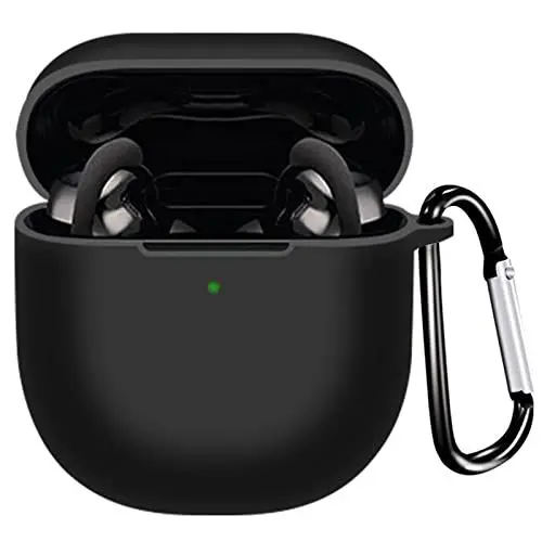 Produktbild: Miimall Schutzhülle Kompatibel mit Bose QuietComfort Earbuds II Hülle mit Karabiner, (Vordere LED Sichtbar) Leicht Silikon Stoßfest Schutz Case für Bose QuietComfort Earbuds 2 2022-Schwarz