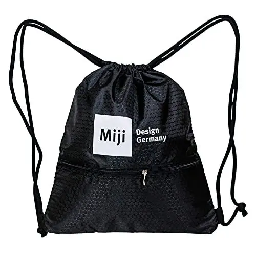 Produktbild: MIJI Twist Bag Trage- und Sporttasche, 14 Liter Fassungsvermögen & bis zu 40 kg belastbar, Turnbeutel mit Kordelzug, Wasserdichter Beutel mit außenliegender Reißverschlusstasche, schwarz