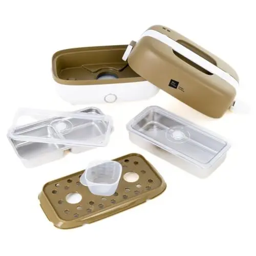 Produktbild: Miji Elektrische Lunchbox & Mini Campingkocher 1 L | 250 W Dampfgarer – leise, geruchsfrei & kompakt für 1–2 Portionen