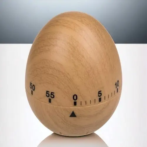 Produktbild: MIJOMA Küchentimer in Ei-Form | 60 Minuten Kurzzeitwecker | Kunststoff | Eieruhr Ei | Countdown-Timer | Praktischer Zeitmesser für Ihre Küche (Holzoptik)