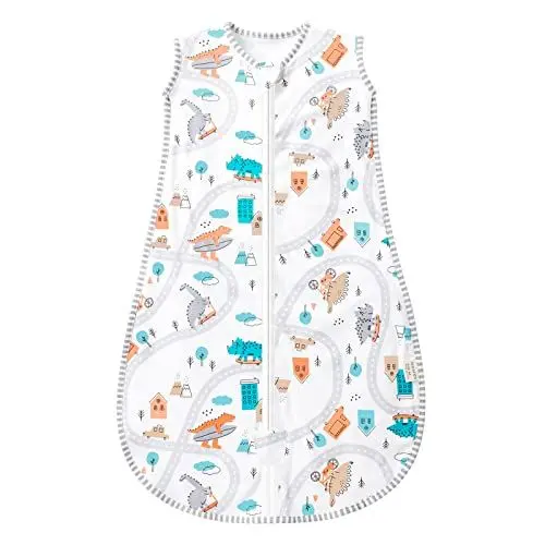 Produktbild: MIKAFEN Baby Schlafsack Sommer Ärmellos 0.5 Tog,100% Baumwolle Kinder Sommerschlafsack für Jungen und Mädchen (Dinosaurier,6-14 Monate)