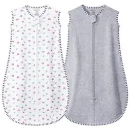 Produktbild: MIKAFEN 2er Pack Baby Schlafsack Sommer Ärmellos 0.5 Tog,100% Baumwolle Kinder Sommerschlafsack für Jungen und Mädchen (Liebe&Grau,6-14 Monate)