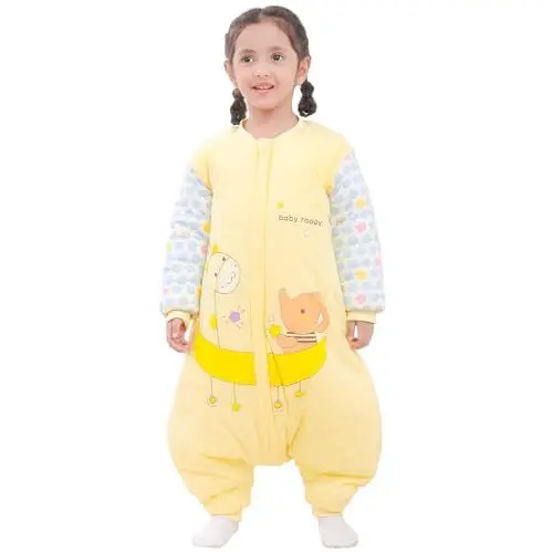Produktbild: MIKAFEN Baby Schlafsack mit Beinen Warm gefüttertWinter 3.5tog,Langarm Winterschlafsack mit Füßen 100% Baumwolle,Unisex Overall Schlafanzug,Gelber Mond babyhöhe 85-95cm