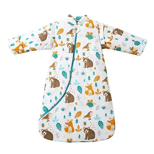 Produktbild: MIKAFEN Baby Winter schlafsack Kinder schlafsack 3.5 Tog Schlafsaecke aus Bio Baumwolle Verschiedene Groessen von Geburt bis 4 Jahre alt (L:Höhe 90cm-105cm/24-48Monate, Tierwelt)