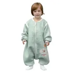 Produktbild: MIKAFEN Schläfsack Baby Langarm Winter kinderSchlafsack,Hund Muster Baby Schlafsack mit Füßen Baumwolle Junge Mädchen Unisex ganzjahres Schlafanzug. (M:90cm 1-3Jahre, Grün)