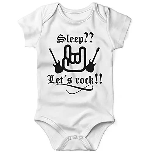 Produktbild: miKalino Babybody mit Spruch für Jungen Mädchen Unisex kurzarm Sleep let s rock | handbedruckt in Deutschland | Handmade with love, Farbe:weiss, Grösse:62