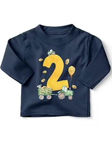 Produktbild: miKalino Jungen Kinder T-Shirt Langarm mit Spruch - Longsleeve mit Spruch für Kinder 2 Jahre mit Traktor 2 - Kinder Langarm Shirt Baumwolle - Kinder T-Shirt lang - Geschenk Farbe:Navy, Grösse:92-98