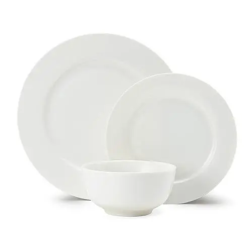 Produktbild: Mikasa Egret 12er-Set aus feinem Porzellan, Weißes Tafelservice für 4 Personen mit Speisetellern, Beilagentellern & Schüsseln | Geschenkbox & spülmaschinenfest