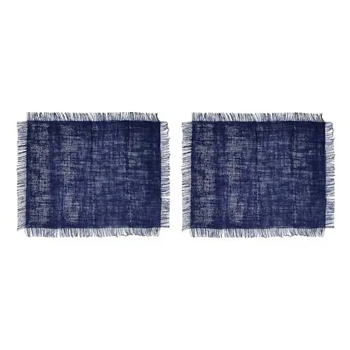 Produktbild: Mikasa Jute Tischsets, 2er Set, Blaue rechteckige Tischsets für rustikale Esstische, 35 x 45cm, rutschfeste Tischsets | Naturdesign