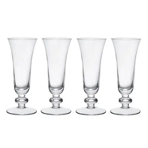 Produktbild: MIKASA Salerno Kristall Champagnergläser, 170ml, 4er Set bleifrei, klare feine Glasflöten mit kurzem Stiel und breitem Rand - spülmaschinenfest