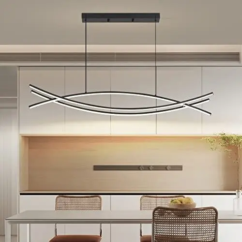Produktbild: Mikeru LED Pendelleuchte esszimmer, 36W 100cm schwarz Moderne Hängeleuchte esstisch, Lineare Hängelampe küche Dimmbar mit Fernbedienung, 10%-100% Einstellung der Farbtemperatur, Esszimmerlampe