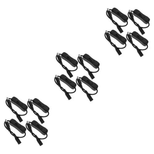 Produktbild: Mikikit 12 Stück Netzschalterkabel Inline Kabelleiste Lichtanschluss Kabelschalter Ersatz LED Lichtkabelschalter Inline Schalteranschluss Inline Lichtschalter Inline Schalterkabel
