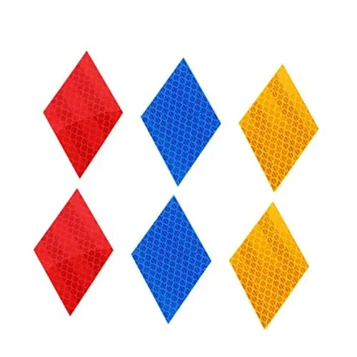 Produktbild: Mikikit 12 Stück Reflektierende Warnaufkleber Hochhellige Rauten Reflektoren PVC Sticker für Fahrräder Selbstklebend Sicherheitszubehör für Nachtradtouren